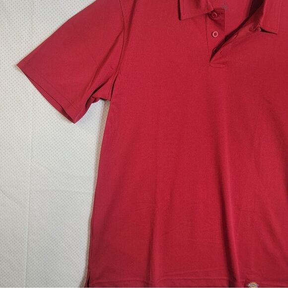 Dickies Polo Shirt Mens Large Red Short Sleeve Three Button Polyester Polo - Picture 2 of 8
